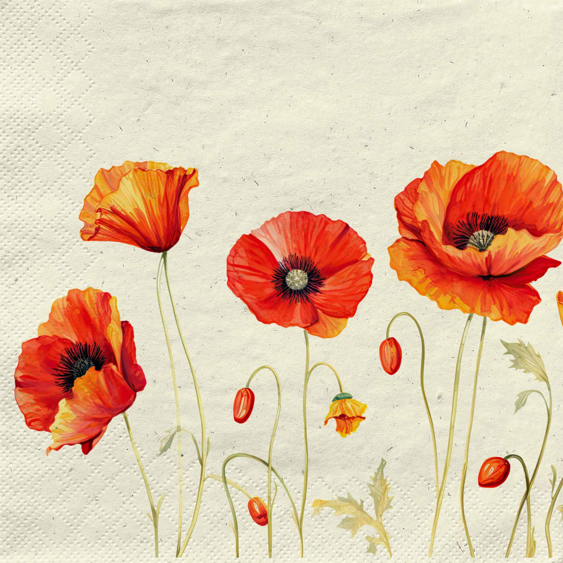 Papierserviette Poppies on grass 33x33cm