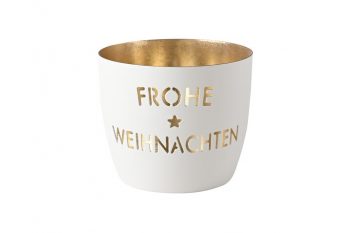 Windlicht Madras Frohe Weihnachten weiß