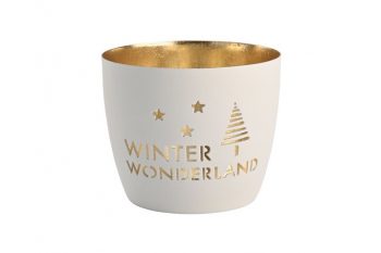 Windlicht Madras Winterwonderland weiß gold