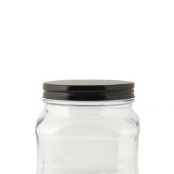 Dose Glas mit schwarzem Deckel viereckig 450 ml