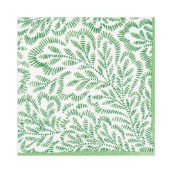 Papierserviette Block Print Leaves green