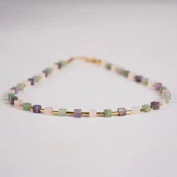 Halskette weiß mit Gold