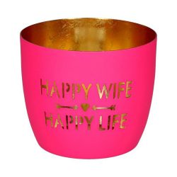 Windlicht Madras Happy wife, happy life