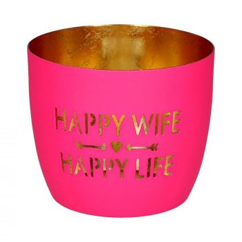 Windlicht Madras Happy wife, happy life