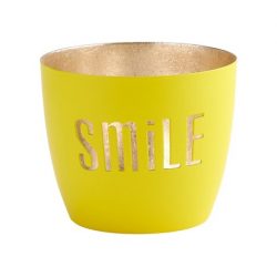 Windlicht Madras Smile neongelb gold