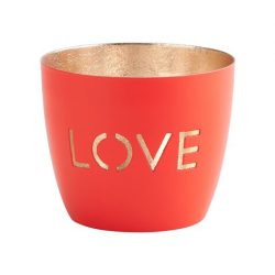 Windlicht Madras Love neonrot gold