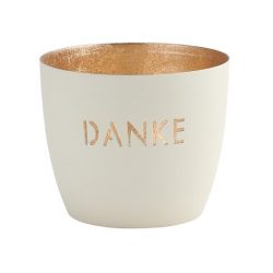 Windlicht Madras Danke weiß gold