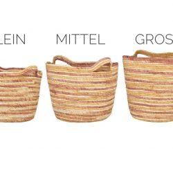 Korb mit Griffen Natur-rosa-gelb groß