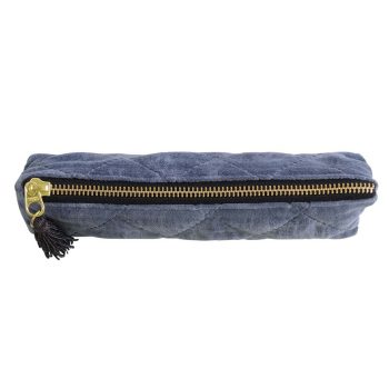 Etui Samt gesteppt jeansblau – Bild 3