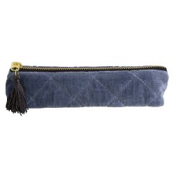 Etui Samt gesteppt jeansblau