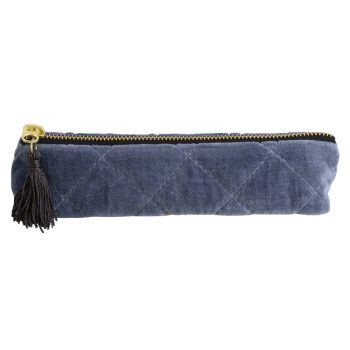 Etui Samt gesteppt jeansblau