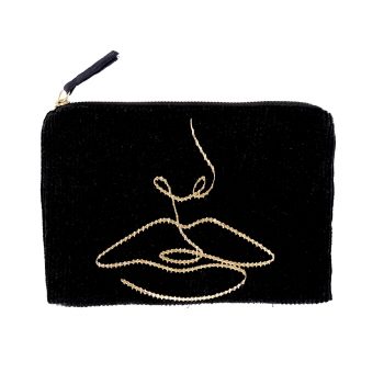 Kosmetiktasche schwarz mit Gesicht Cord